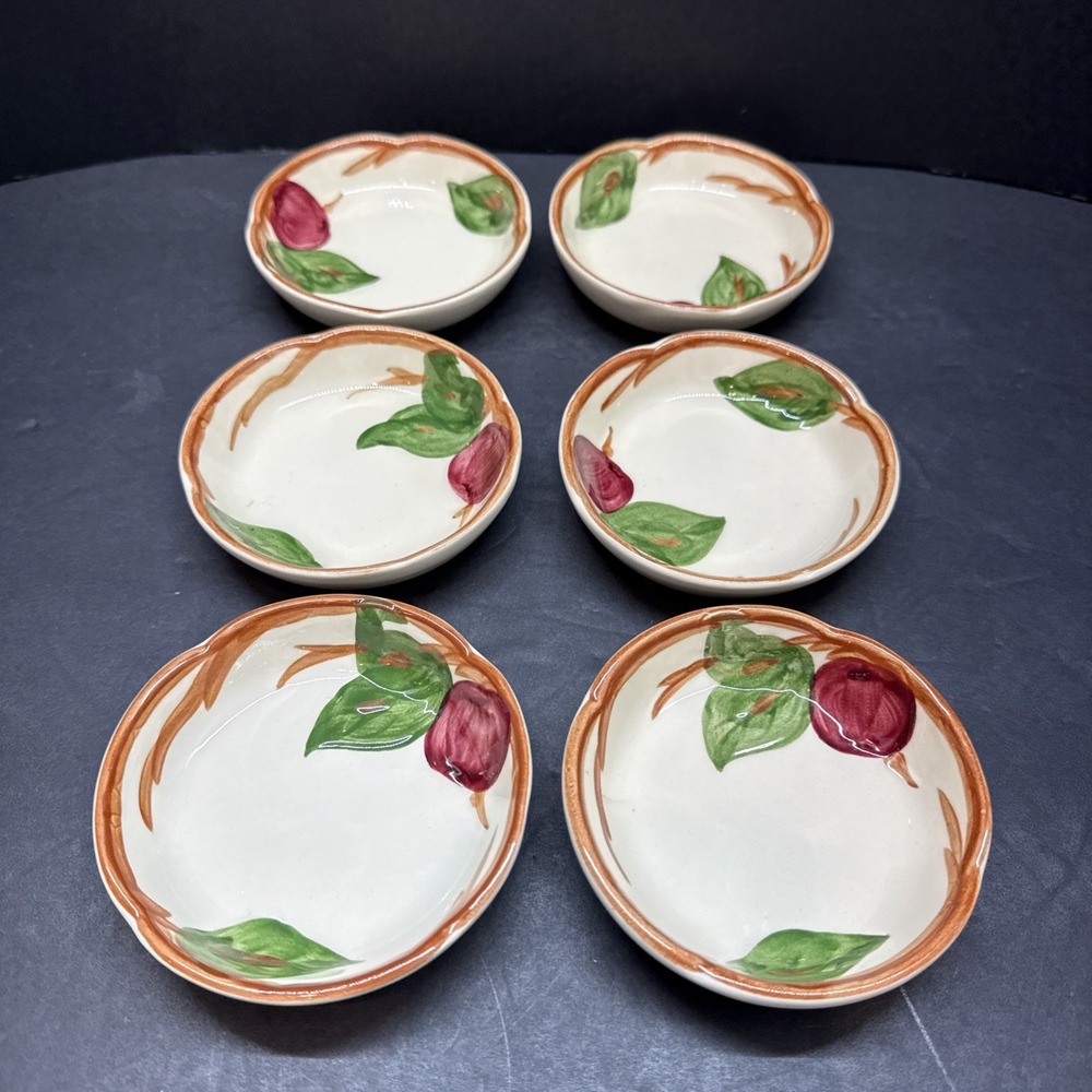 Set Of 6 Franciscan Apple Earthenware 3.75" Condiment Sauce Scalloped Bowl USA